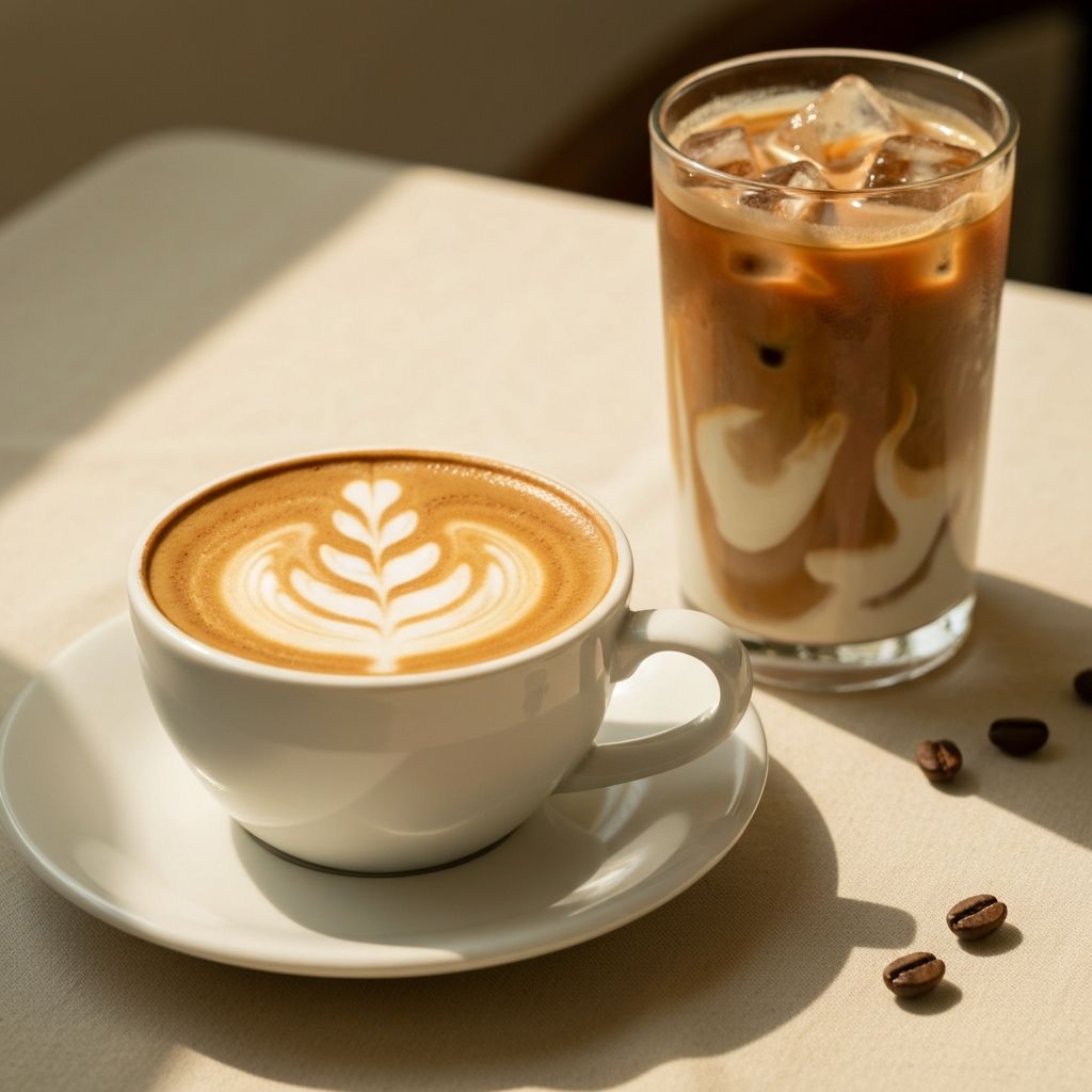 Cappuccino with heart latte art at Lucky Bite